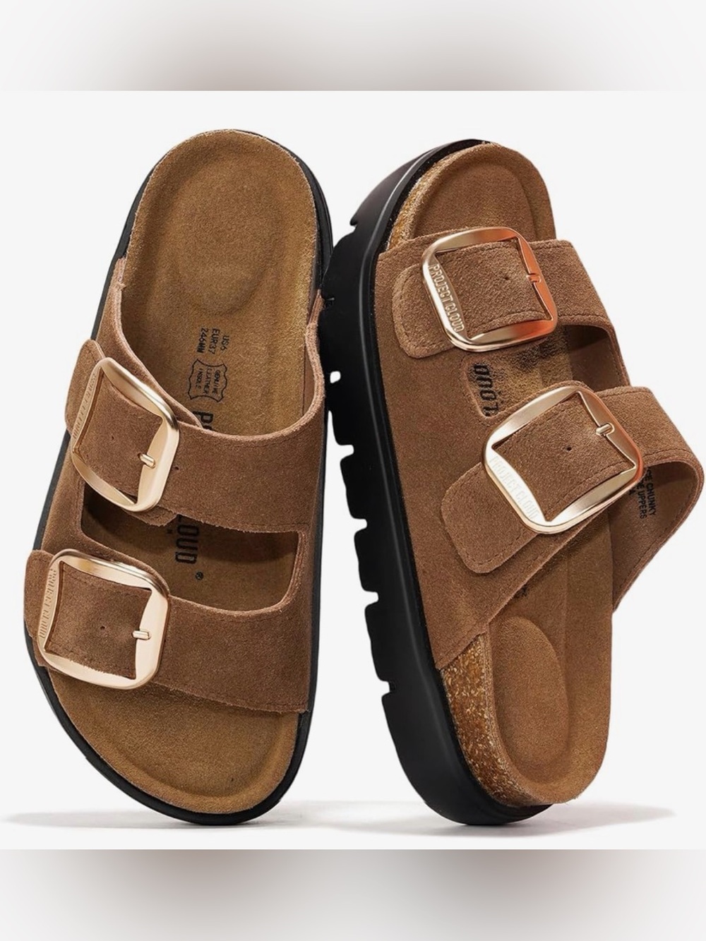 NWT -Chunky Wedge Sandals Women Memory Foam Insole Cork Footbed Platform Sandals